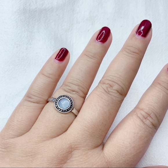 Baby Blue Moonstone Silver Plated Ring - Picture 8 of 10